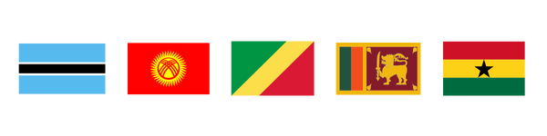 Flags: Botswana, Kyrgyzstan, Republic of the Congo, Sri Lanka, Ghana 